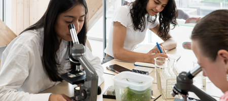 Leerlingen volgen het vak biologie in klaslokaal